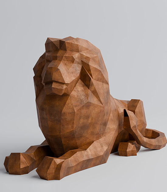 sculpture lion polygone